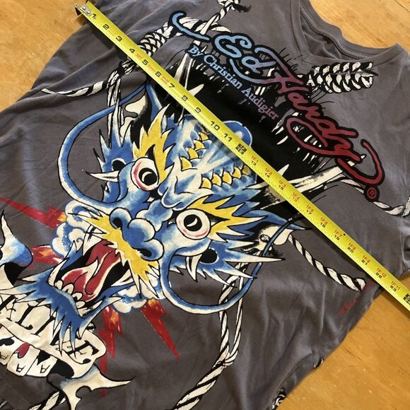 Ed Hardy Mens Large Shirt Dragon Tattoo Christian Audigier Y2K Vintage Rare - Picture 10 of 14